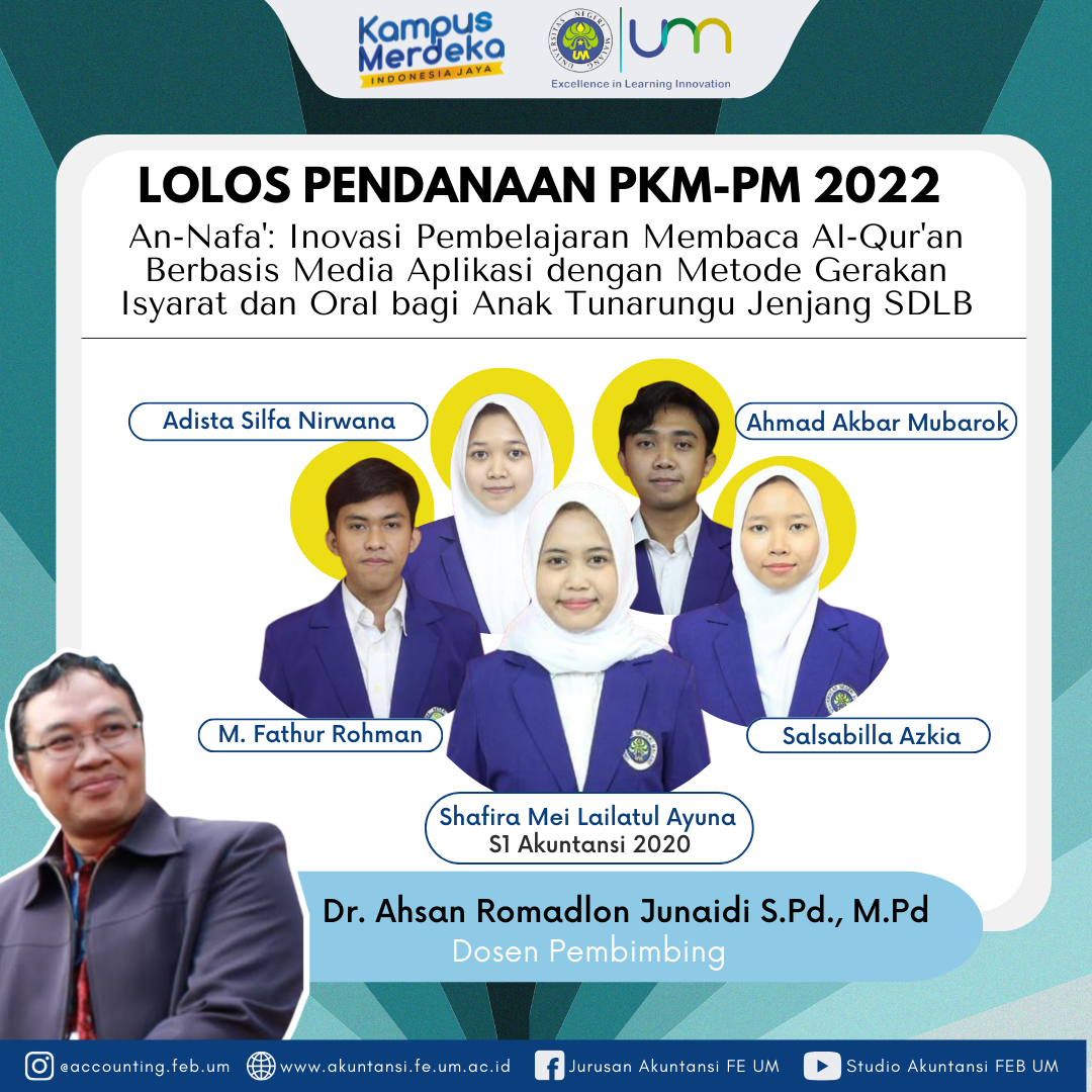 Bersama Rekan dari Beda Fakultas, Mahasiswi Departemen Akuntansi Lolos Pendanaan PKM-PM dengan Judul “An-Nafa’: Inovasi Pembelajaran Membaca Al Qur’an Berbasis Media Aplikasi dengan Metode Gerakan Isyarat dan Oral bagi Anak Tunarungu Jenjang SDLB”