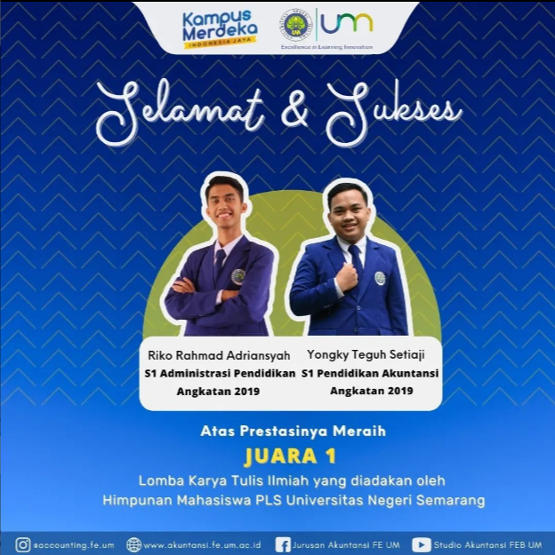Gandeng Rekan dari Beda Fakultas, Mahasiswa Departemen Akuntansi Menyabet Juara 1 dalam LKTI yang Diselenggarakan HIMA PLS UNNES